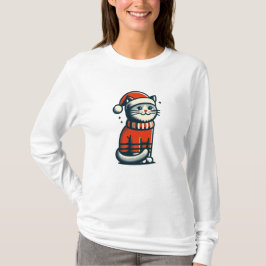 Camiseta Gato de Navidades de corte