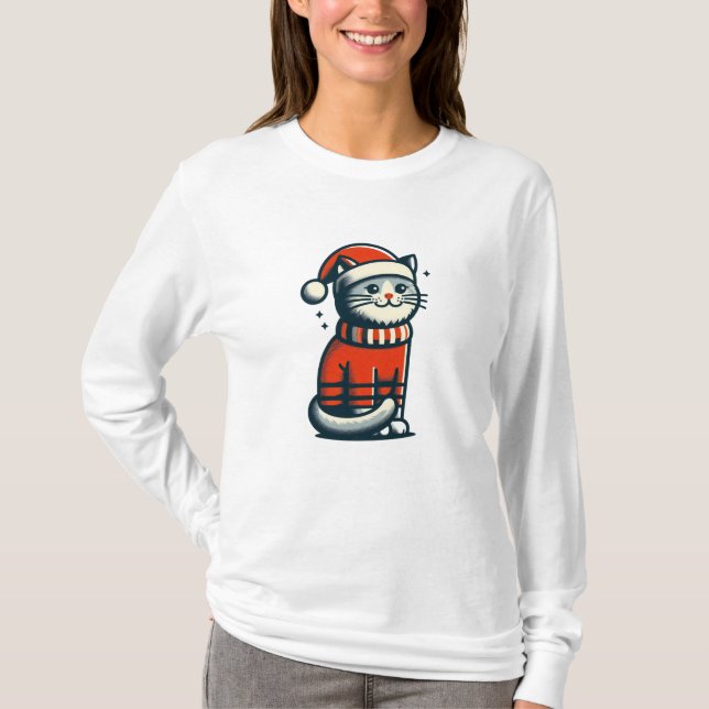 Camiseta Gato de Navidades de corte (Anverso)