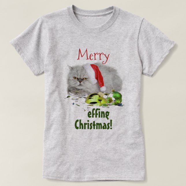 Camiseta Gato de Navidades de Merry Effing (Diseño del anverso)