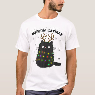 Camiseta Gato De Navidades Graciosos De Feliz Navidad En Co