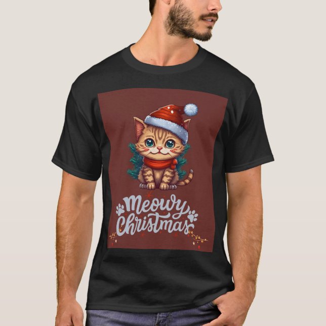 Camiseta Gato de Navidades Meowy - Diseño festivo lindo (Anverso)