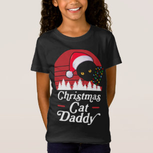 Camiseta Gato de Navidades retro con luces de collar de Nav