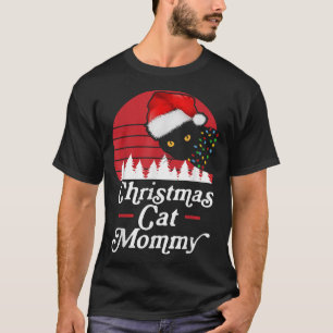 Camiseta Gato de Navidades retro con luces de collar de Nav