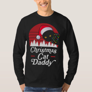 Camiseta Gato de Navidades retro con luces de collar de Nav