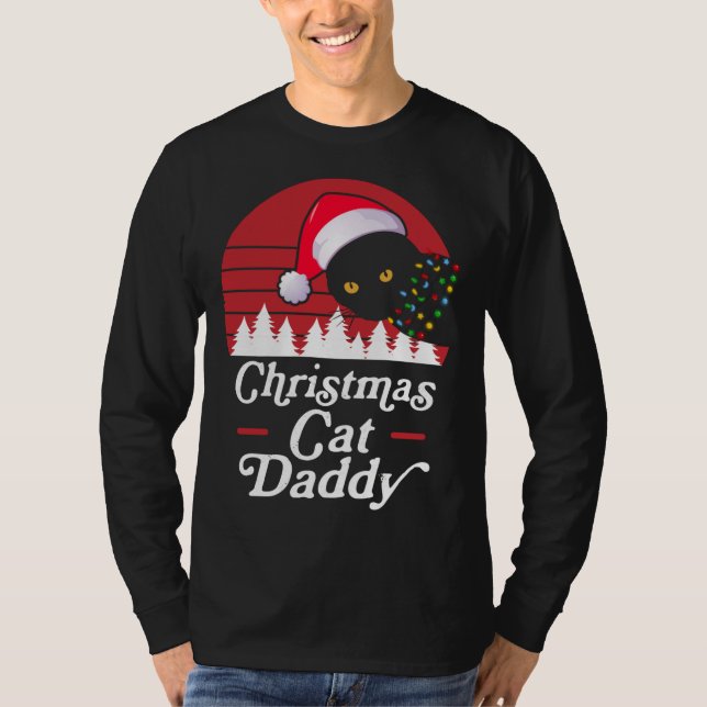 Camiseta Gato de Navidades retro con luces de collar de Nav (Anverso)