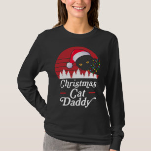 Camiseta Gato de Navidades retro con luces de collar de Nav