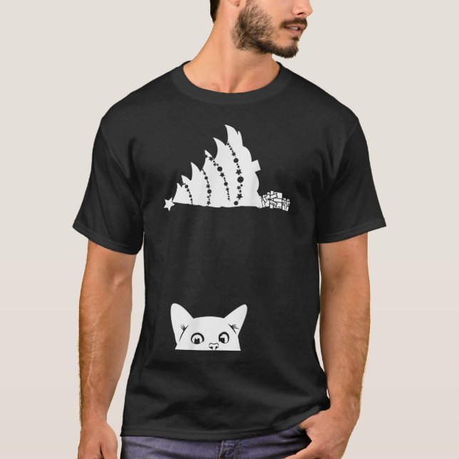 Camiseta Gato de Navidades rojos timando árbol de navidad s (Anverso)