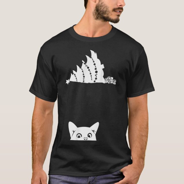 Camiseta Gato de Navidades rojos timando árbol de navidad s (Anverso)