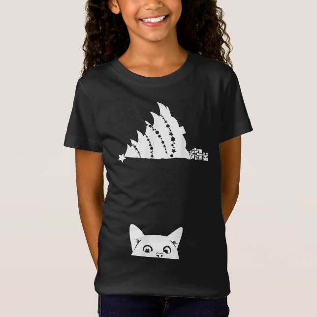 Camiseta Gato de Navidades rojos timando árbol de navidad s (Anverso)