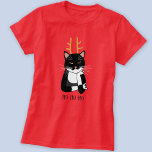 Camiseta Gato de Navidades sarcásticos<br><div class="desc">Un sarcástico,  fastidiado y poco entusiasta gato de esmoquin blanco y negro con Navidades que ríe. Ho ho ho ho,  y todo eso. Cambie o quite el texto al personalizar.</div>