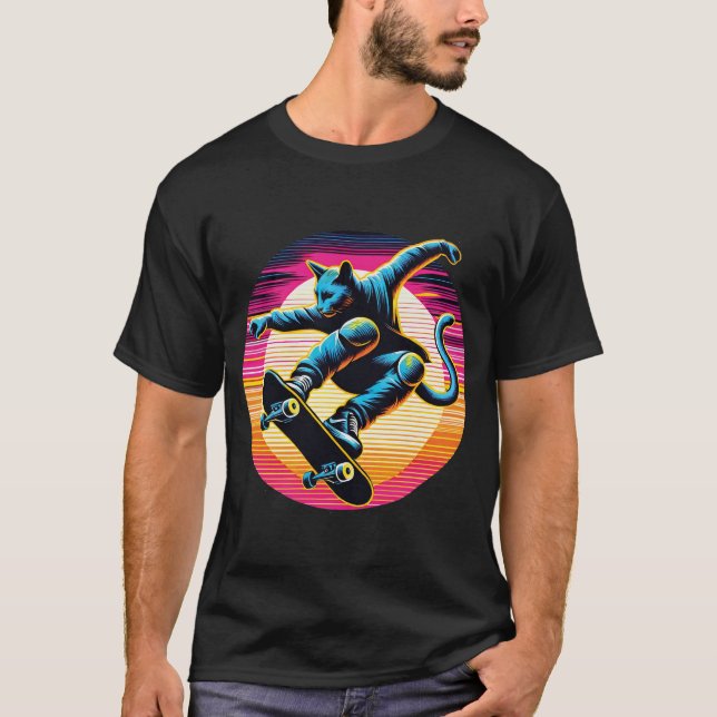 Camiseta Gato de neón de piel (Anverso)