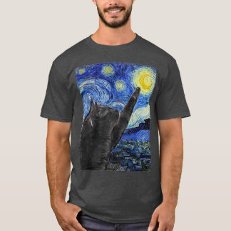 Camiseta Gato de noche estrellada Van Gogh Cat977