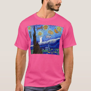 Camiseta Gato de noche estrellado, gato de Van Gogh, amante