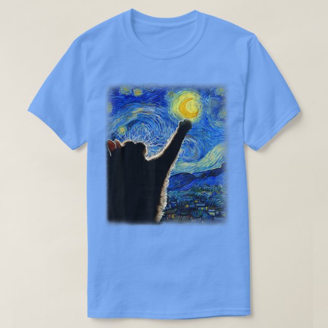 Camiseta Gato de noche estrellado, gato Van Gogh, amante de (Diseño del anverso)