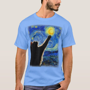Camiseta Gato de noche estrellado, gato Van Gogh, amante de