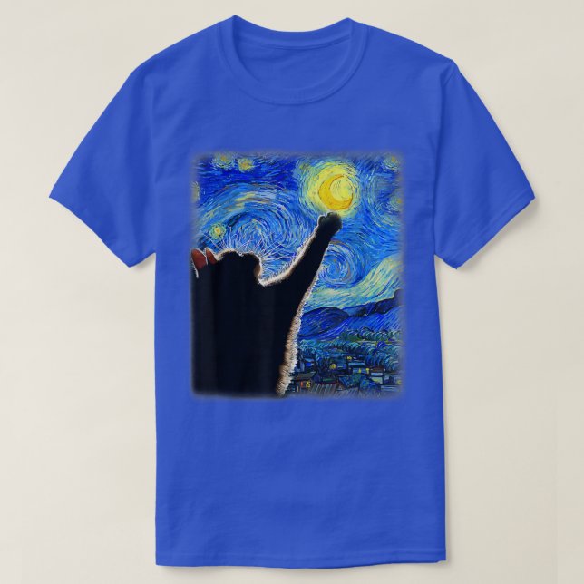 Camiseta Gato de noche estrellado, gato Van Gogh, amante de (Diseño del anverso)