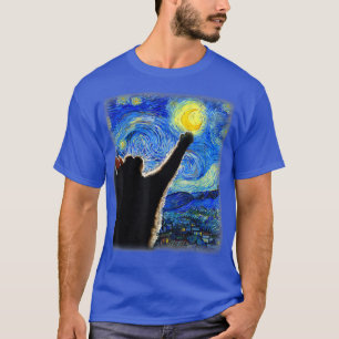 Camiseta Gato de noche estrellado, gato Van Gogh, amante de