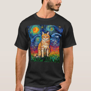Camiseta Gato de noche estrellado, gato Van Gogh, amante de