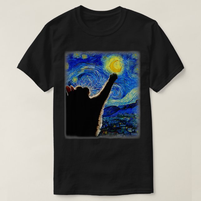 Camiseta Gato De Noche Starry Van Gogh Gato Gato Gato Gato  (Diseño del anverso)