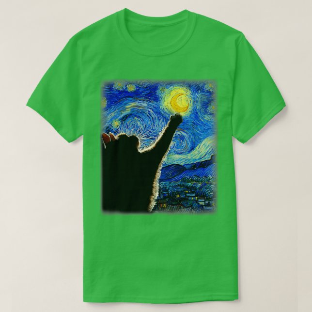 Camiseta Gato De Noche Starry Van Gogh Gato Gato Gato Gato  (Diseño del anverso)