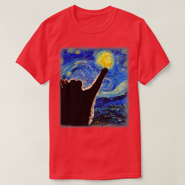 Camiseta Gato De Noche Starry Van Gogh Gato Gato Gato Gato  (Diseño del anverso)