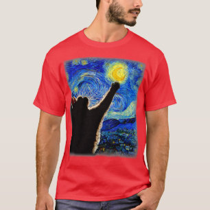 Camiseta Gato De Noche Starry Van Gogh Gato Gato Gato Gato