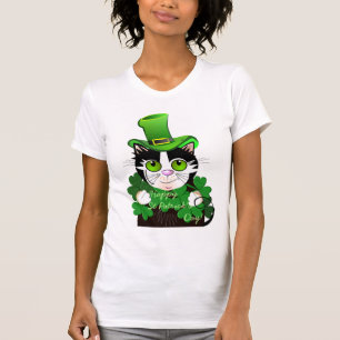 Camiseta Gato de ojos verdes del trébol.