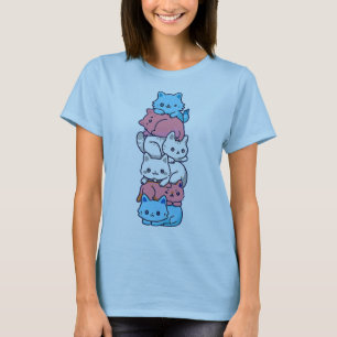 Camiseta Gato de orgullo LGBT Bandera Trans Cute Gatos Pile