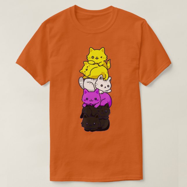 Camiseta Gato de Orgullo No binario LGB Gatos De Bandera No (Diseño del anverso)