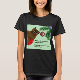 Camiseta Gato de ornamento de Navidad marrón