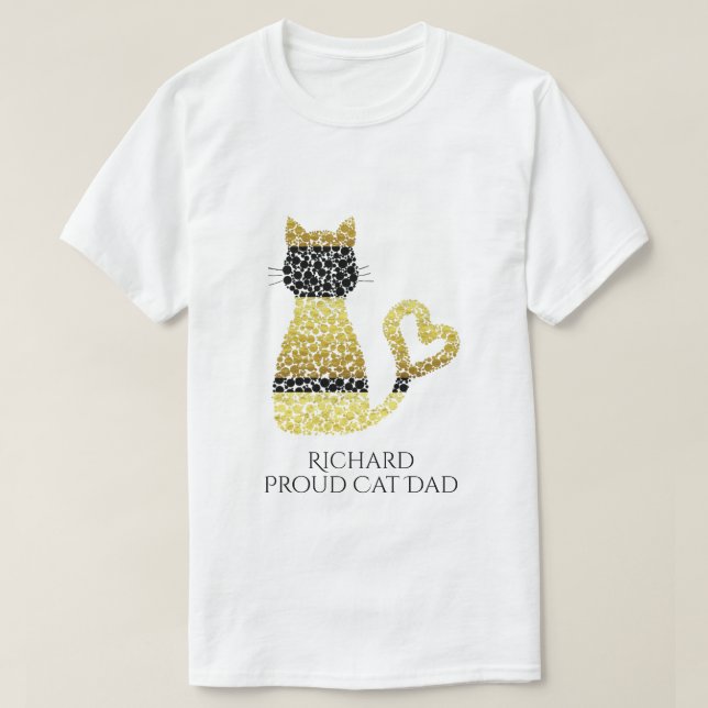 Camiseta Gato de oro negro de gato orgulloso personalizado (Diseño del anverso)