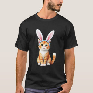 Camiseta Gato de Pascua de color naranja con orejas de cone