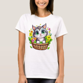 Camiseta Gato de Pascua en las flores