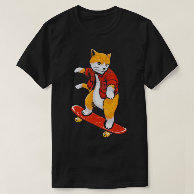 Camiseta Gato de patinaje sobre patinaje gato amante de los (Diseño del anverso)