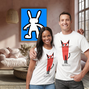 Camiseta Gato de Pausa Incómoda Dibujo Animado Minimalist
