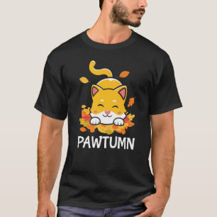 Camiseta Gato de Pawtumn juego de palabras Otoño Hojas Caíd