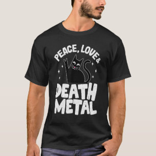 Camiseta Gato de Paz Amor y Death Metal Gótico Punk Rock Me