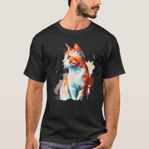 Camiseta Gato de pelo corto europeo acuarela Gato colorido