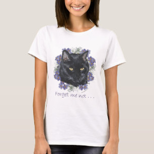 Camiseta Gato de pelo corto negro No me olvides