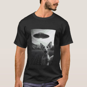 Camiseta Gato de pelo corto selfie divertido meme de abducc
