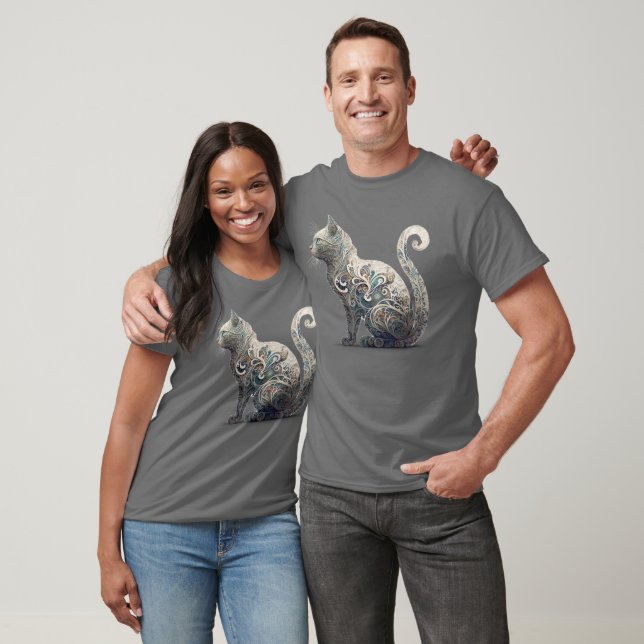 Camiseta Gato de perfil de Paisley (Unisexo)