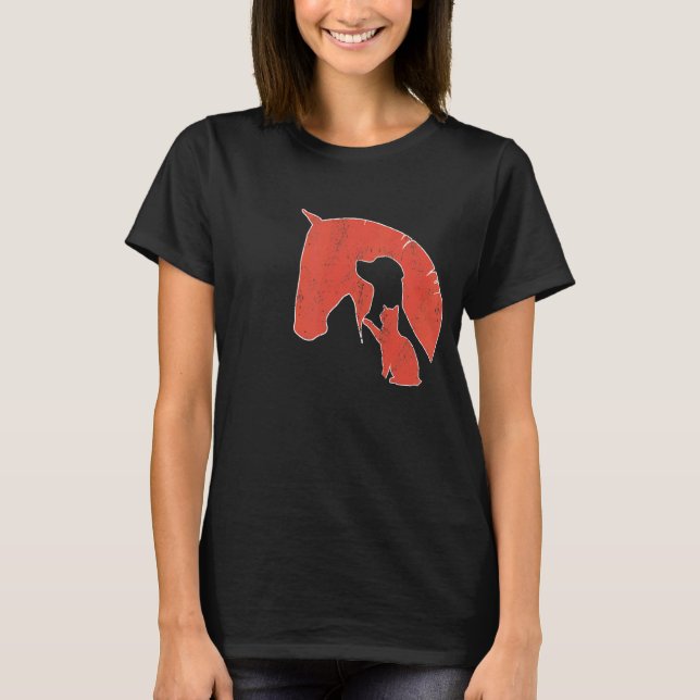 Camiseta Gato De Perro De Caballo I Silhouette De Gatos De  (Anverso)
