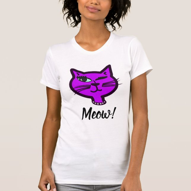 Camiseta Gato de Personalizado malva aguda (Anverso)