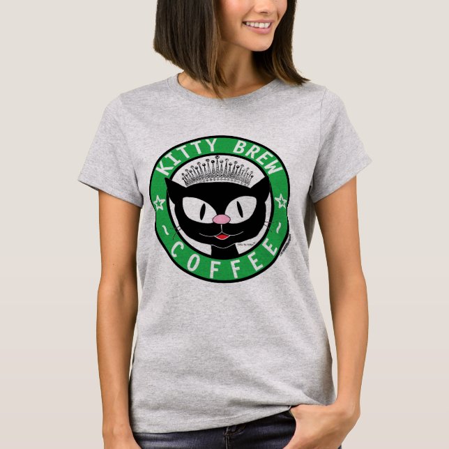 Camiseta Gato de Personalizado negro con café sabor a gatit (Anverso)