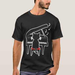 Camiseta Gato de Piano Amante de la Música Pianista Profeso