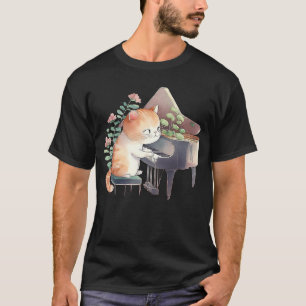Camiseta Gato de Piano Gracioso Hombres Mujeres Niños Gato 