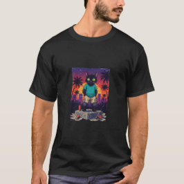 Camiseta Gato de pie en la calle del sol americano