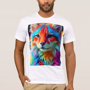 Camiseta Gato de pieles color arcoiris