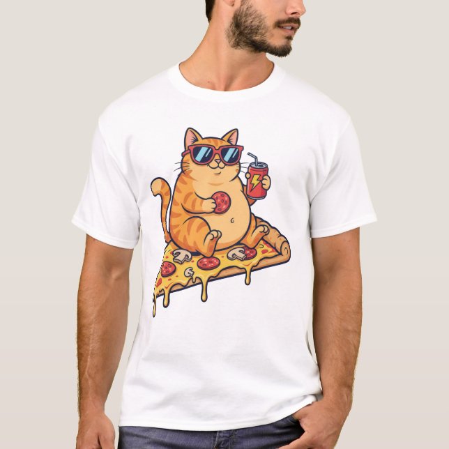 Camiseta Gato de Pizza Divertido, Solo un Gato que Ama la P (Anverso)