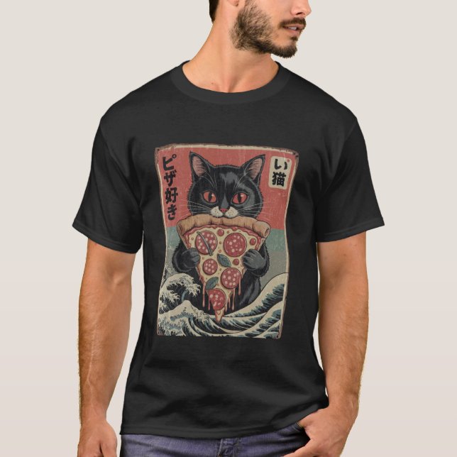 Camiseta Gato de pizza japonés 1 (Anverso)